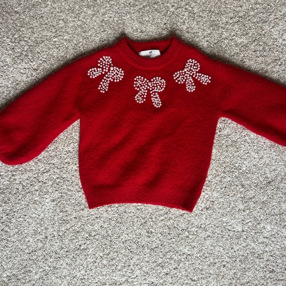 H&M Red Sweater with Pearl Details - Picture 1 of 3